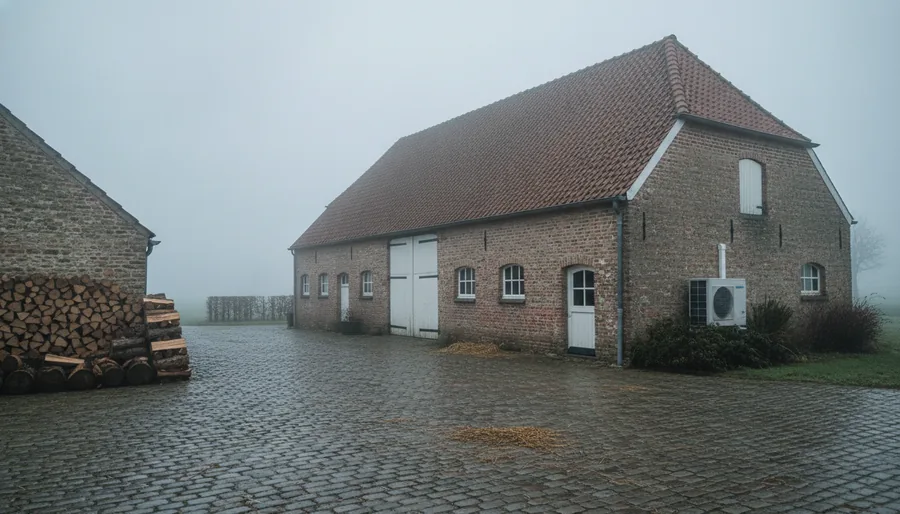 Pompe à chaleur air/eau haute température installée dans une ancienne ferme flamande à Annappes